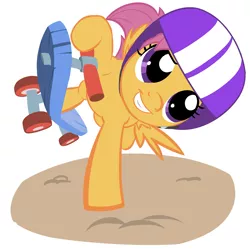 Size: 1200x1201 | Tagged: artist:javkiller, cute, cutealoo, derpibooru import, helmet, safe, scootaloo, scooter, solo, stunt