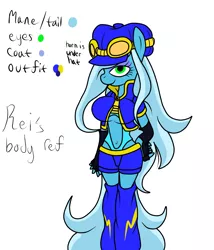 Size: 1944x2273 | Tagged: anthro, anthro oc, artist:reneesdetermination, derpibooru import, goggles, hat, oc, oc:renee, reference sheet, safe, solo, unofficial characters only