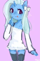 Size: 803x1200 | Tagged: safe, artist:marinakirby, derpibooru import, trixie, anthro, heart, solo, tongue out