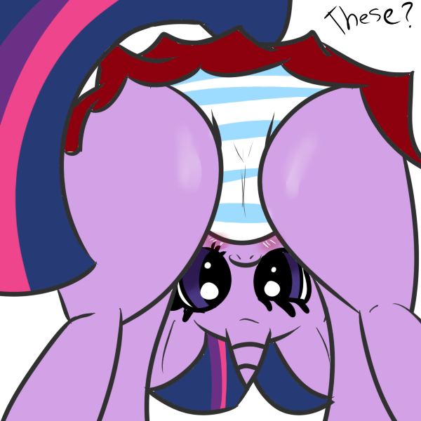 Size: 600x600 | Tagged: artist:php10, blushing, clothes, derpibooru import, embarrassed, female, looking at you, looking between legs, panties, part of a set, plot, questionable, skirt, solo, solo female, striped underwear, twilight sparkle, underwear, upskirt