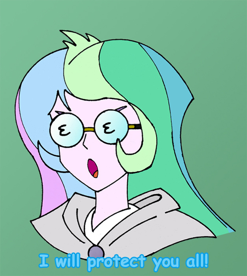 Size: 497x555 | Tagged: safe, artist:combatkaiser, derpibooru import, princess celestia, equestria girls, rainbow rocks, bust, costume swap, glasses, green background, halca hepburn, legendz, legendz: tale of the dragon kings, open mouth, portrait, principal celestia, simple background