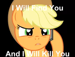 Size: 500x380 | Tagged: applejack, artist:s.guri, caption, death threat, derpibooru import, safe, taken, telephone, threat