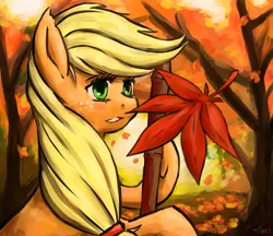 Size: 2200x1900 | Tagged: applejack, artist:benjik, autumn, derpibooru import, leaves, newbie artist training grounds, safe, solo