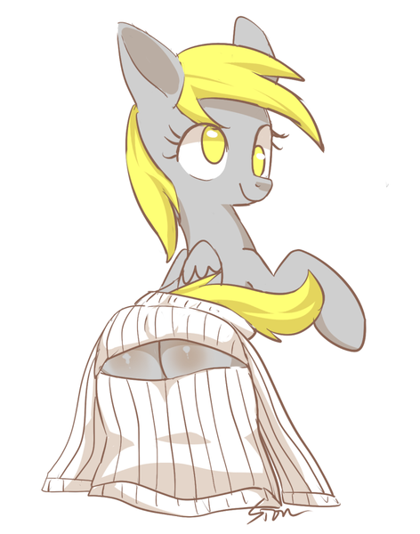 Size: 708x900 | Tagged: questionable, artist:sion, derpibooru import, derpy hooves, pegasus, pony, boob window, butt window, clothes, female, keyhole turtleneck, mare, open-chest sweater, plot, solo, solo female, sweater, turtleneck, wardrobe misuse