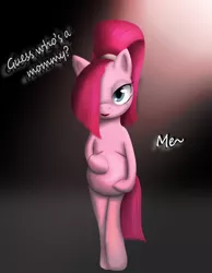 Size: 3000x3872 | Tagged: safe, artist:kurausuki, artist:reneesdetermination, derpibooru import, pinkie pie, pony, alternate hairstyle, bedroom eyes, bipedal, looking at you, open mouth, pinkamena diane pie, ponytail, preggy pie, pregnant, smiling, solo