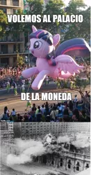 Size: 492x936 | Tagged: safe, derpibooru import, twilight sparkle, twilight sparkle (alicorn), alicorn, pony, augusto pinochet, balloon, chile, female, irl, let's fly to the castle, mare, operación condor, parade, parade balloon, photo, we are going to hell