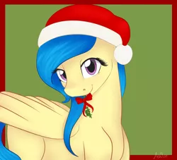 Size: 2750x2500 | Tagged: safe, artist:fairdahlia, derpibooru import, oc, oc:dahlia, unofficial characters only, pegasus, pony, hat, mistletoe, santa hat, solo