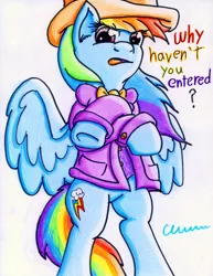 Size: 786x1016 | Tagged: artist:the1king, contest, crossover, fluttershy and the rainbow factory, parody, rainbow dash, safe, solo, willy wonka, willy wonka and the chocolate factory