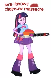 Size: 782x1202 | Tagged: safe, derpibooru import, twilight sparkle, equestria girls, chainsaw