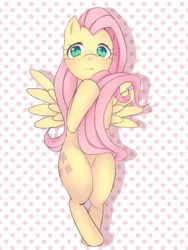 Size: 600x800 | Tagged: artist:kona1025, blushing, derpibooru import, fluttershy, on back, pixiv, safe, solo