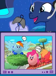 Size: 562x769 | Tagged: safe, derpibooru import, big macintosh, pinkie pie, princess luna, rainbow dash, earth pony, pony, exploitable meme, kirby, male, meme, nintendo, obligatory pony, stallion, super smash bros., tv meme