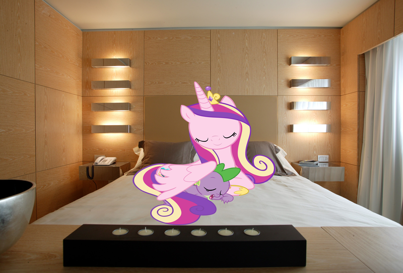 Size: 2244x1518 | Tagged: safe, artist:reaver75, derpibooru import, princess cadance, spike, eyes closed, female, image, irl, male, photo, png, ponies in real life, shipping, sleeping, spikedance, straight, vector
