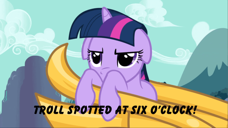 Size: 960x540 | Tagged: chariot, derpibooru import, edit, edited screencap, friendship is magic, image macro, meme, safe, screencap, solo, troll, twilight sparkle