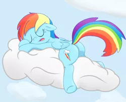 Size: 1909x1543 | Tagged: artist:garlandgala, cloud, cloudy, derpibooru import, plot, rainbow dash, rainbutt dash, safe, sleeping, solo