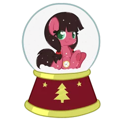 Size: 694x730 | Tagged: safe, artist:hikariviny, derpibooru import, oc, oc:macdolia, unofficial characters only, earth pony, pony, pigtails, snow globe, snowglobe pony, solo
