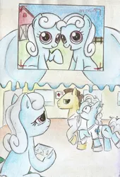 Size: 732x1076 | Tagged: safe, artist:islamilenaria, derpibooru import, linky, screw loose, shoeshine, feels, filly, hospital, photo, sad, sisters, traditional art, twins, younger