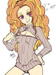 Size: 600x800 | Tagged: suggestive, artist:samonferrari, derpibooru import, adagio dazzle, equestria girls, rainbow rocks, boob window, breasts, clothes, open-chest sweater, panties, sexy, solo, solo female, sweater