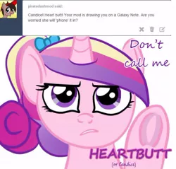 Size: 500x477 | Tagged: artist:kuromi, derpibooru import, lovebutt, princess cadance, safe, teen princess cadance, tumblr, unamused, underhoof, younger