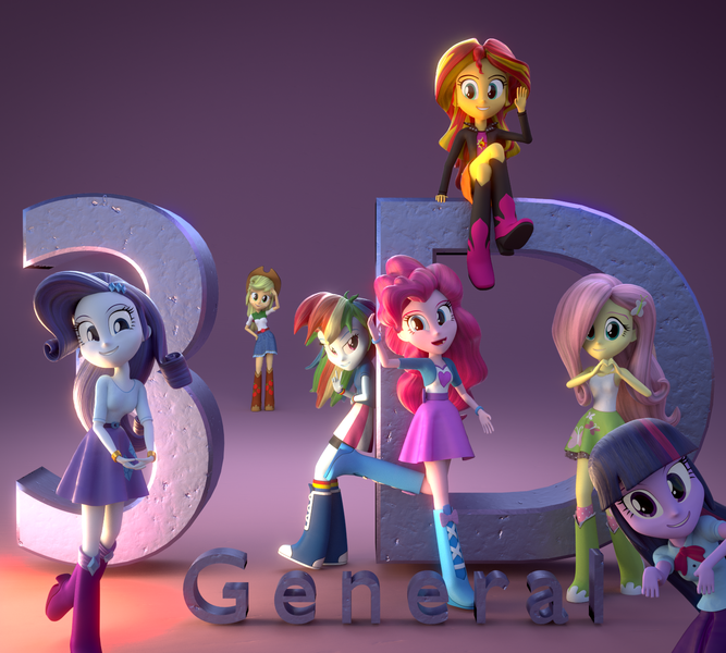 Size: 1500x1350 | Tagged: safe, artist:creatorofpony, derpibooru import, applejack, fluttershy, pinkie pie, rainbow dash, rarity, sunset shimmer, twilight sparkle, twilight sparkle (alicorn), equestria girls, /mlp/, 3d, 3d model, 4chan, blender, boots, bowtie, bracelet, clothes, cowboy boots, general, high heel boots, humane seven, humane six, jacket, jewelry, leather jacket, logo, looking at you, mane six, pose, raised leg, skirt, socks, wristband