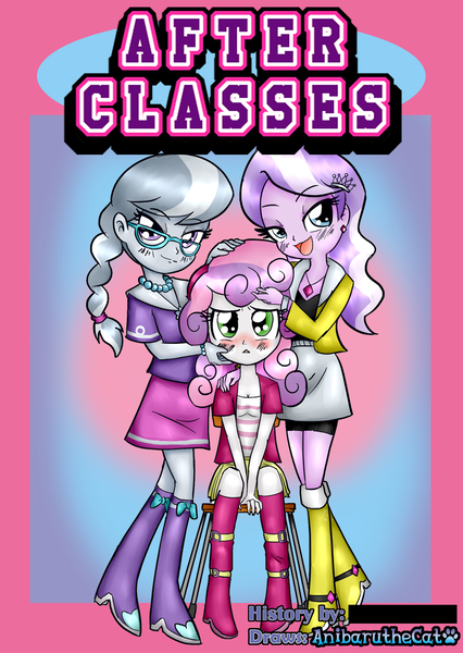 Size: 1240x1748 | Tagged: safe, artist:anibaruthecat, derpibooru import, diamond tiara, silver spoon, sweetie belle, comic:after classes, equestria girls, after classes, comic