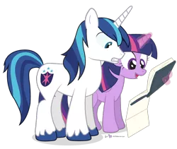 Size: 950x800 | Tagged: safe, artist:dm29, derpibooru import, shining armor, twilight sparkle, twilight sparkle (alicorn), alicorn, pony, book, centerfold, duo, female, freaked out, magic, mare, simple background, telekinesis, transparent background