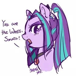 Size: 600x600 | Tagged: safe, artist:samonferrari, derpibooru import, aria blaze, ponified, equestria girls, rainbow rocks, solo, tsundaria, tsundere