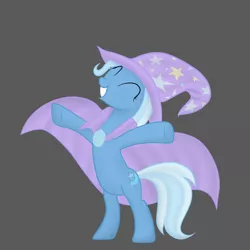 Size: 1024x1024 | Tagged: safe, artist:zonra, derpibooru import, trixie, pony, bipedal, eyes closed, solo