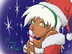 Size: 1600x1200 | Tagged: artist:dj-black-n-white, candy cane, christmas, derpibooru import, femboy, male, oc, oc:snapshot, offspring, parent:photo finish, satyr, solo, solo male, suggestive, trap, unofficial characters only