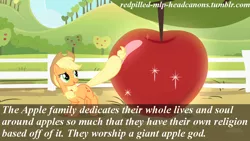 Size: 1280x720 | Tagged: appelox, apple, apple family, applejack, derpibooru import, god, headcanon, idolatry, redpilled-mlp-headcanons, religion, safe, text, that pony sure does love apples, tumblr