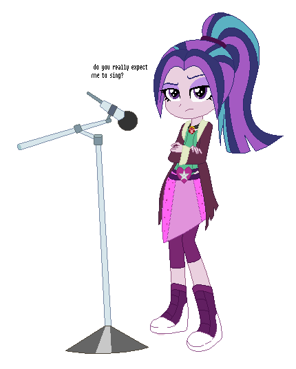 Size: 430x536 | Tagged: safe, artist:unoriginai, derpibooru import, equestria girls, rainbow rocks, boots, clothes, coat, cute, disdain, leggings, magical lesbian spawn, microphone, necklace, offspring, parent:aria blaze, parent:sonata dusk, parents:arisona, shattered gem, skirt