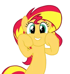 Size: 1280x1348 | Tagged: safe, artist:zat, derpibooru import, sunset shimmer, pony, unicorn, bipedal, cute, excited, happy, open mouth, shimmerbetes, simple background, smiling, solo, transparent background, vector