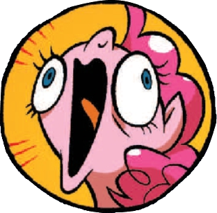 Size: 312x307 | Tagged: artist:brendahickey, derp, derpibooru import, faic, idw, open mouth, pinkie pie, safe, spoiler:comic, spoiler:comicff12, wide eyes