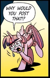 Size: 541x846 | Tagged: safe, artist:brendahickey, derpibooru import, idw, twilight sparkle, twilight sparkle (alicorn), alicorn, pony, spoiler:comic, spoiler:comicff12, crying, female, mare, reaction image, why would you post that