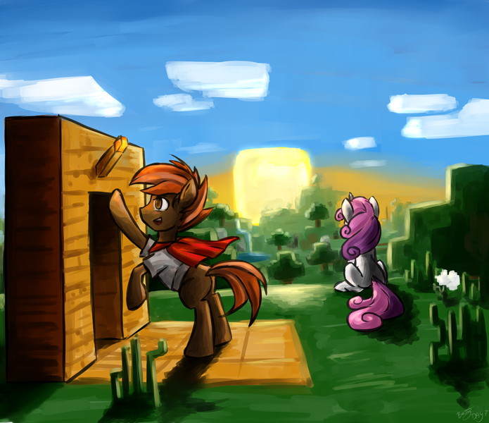 Size: 2200x1900 | Tagged: artist:benjik, button mash, derpibooru import, minecraft, safe, sweetie belle