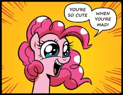 Size: 697x542 | Tagged: artist:brendahickey, derpibooru import, edit, idw, pinkie pie, reaction image, safe, spoiler:comic, spoiler:comicff12