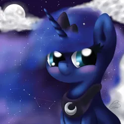 Size: 1266x1266 | Tagged: adorable face, constellation, cute, derpibooru import, filly, looking at you, lunabetes, princess luna, safe, solo, woona