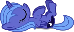 Size: 13792x6001 | Tagged: absurd resolution, artist:imageconstructor, derpibooru import, filly, on back, princess luna, safe, simple background, sleeping, solo, .svg available, transparent background, vector, woona