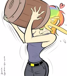 Size: 1280x1463 | Tagged: 30 minute art challenge, artist:garam, barrel, cider, cider dash, dashaholic, drinking, faceless female, female, human, humanized, offscreen character, rainbow dash, safe, solo