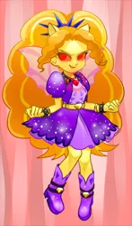 Size: 352x600 | Tagged: safe, artist:pan, derpibooru import, adagio dazzle, equestria girls, rainbow rocks, clothes, dress, fin wings, four ears, glowing eyes, pixiv, ponied up, solo