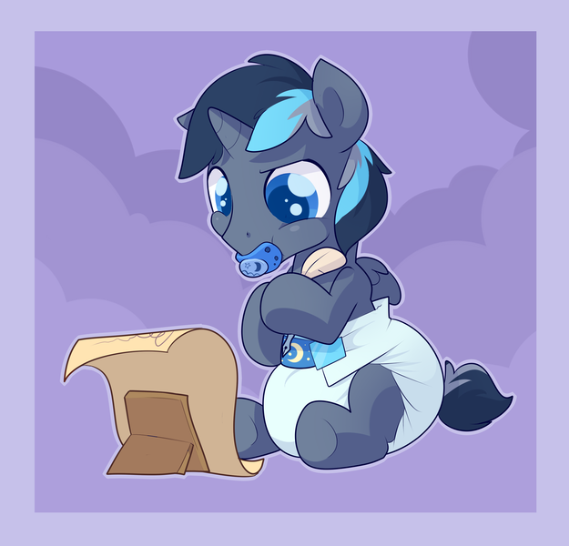 Size: 2500x2400 | Tagged: safe, artist:cuddlehooves, derpibooru import, oc, oc:dusk shadow, unofficial characters only, alicorn, pony, baby, baby pony, cuddlehooves is trying to murder us, cute, diaper, foal, poofy diaper