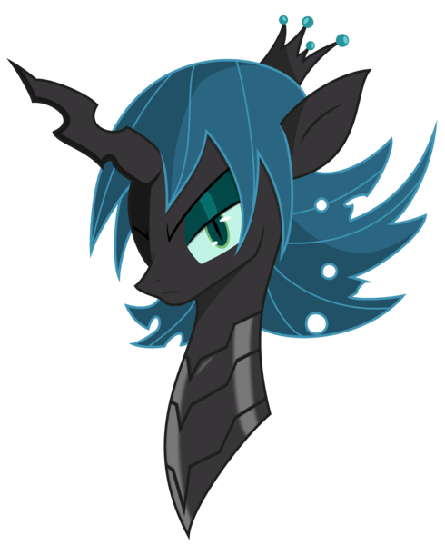 Size: 2732x3344 | Tagged: alternate hairstyle, anime, armor, artist:hijashi, artist:tyler611, derpibooru import, queen chrysalis, safe, simple background, solo, transparent background