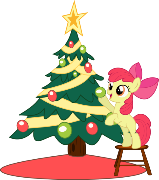Size: 800x900 | Tagged: safe, artist:seahawk270, derpibooru import, apple bloom, earth pony, pony, bipedal, christmas tree, decorating, female, filly, foal, image, newbie artist training grounds, png, simple background, solo, transparent background, tree, vector