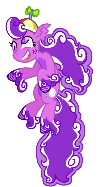 Size: 653x1191 | Tagged: safe, artist:starryoak, derpibooru import, screwball, earth pony, pony, freckles, hat, propeller hat, redesign, simple background, solo, swirly eyes, transparent background, unshorn fetlocks