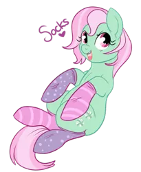 Size: 437x534 | Tagged: artist:lulubell, clothes, cute, derpibooru import, g3, g3 to g4, generation leap, mintabetes, minty, safe, simple background, socks, solo, that pony sure does love socks, transparent background