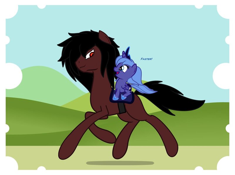 Size: 1035x772 | Tagged: safe, artist:ardonsword, derpibooru import, princess luna, ponified, alicorn, pony, alucard, crossover, cute, filly, foal, hellsing, ponies riding ponies, s1 luna, woona