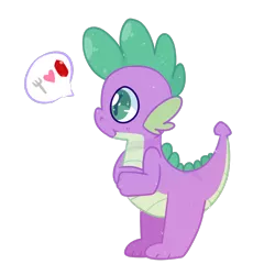 Size: 900x900 | Tagged: safe, artist:pegacornss, derpibooru import, spike, dragon, cute, fork, gem, heart, male, pictogram, profile, simple background, solo, speech bubble, spikabetes, transparent background