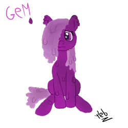 Size: 800x800 | Tagged: artist:teb, cute, derpibooru import, goo pony, jelly, melting, oc, oc:gem, original species, purple, safe, scared, slime, solo, unofficial characters only