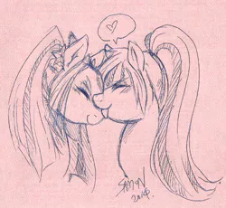 Size: 500x460 | Tagged: safe, artist:samonferrari, derpibooru import, aria blaze, sonata dusk, equestria girls, rainbow rocks, arisona, female, lesbian, licking, monochrome, shipping, traditional art