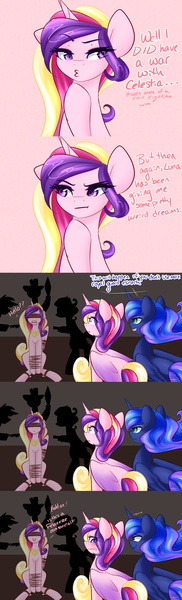 Size: 1280x4224 | Tagged: artist:sugarberry, ask, ask-cadance, blindfold, bondage, bound wings, comic, derpibooru import, dream walker luna, princess cadance, princess luna, rope, safe, tumblr