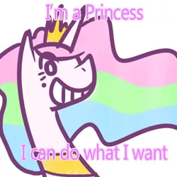 Size: 500x500 | Tagged: safe, artist:bronyoverlord, derpibooru import, princess celestia, princess molestia, image macro, meme, x intensifies